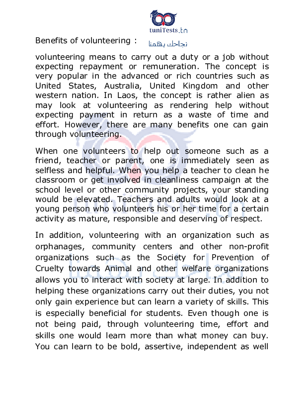 _cours__-9eme_annee_de_base-anglais-benefits of volunteering --